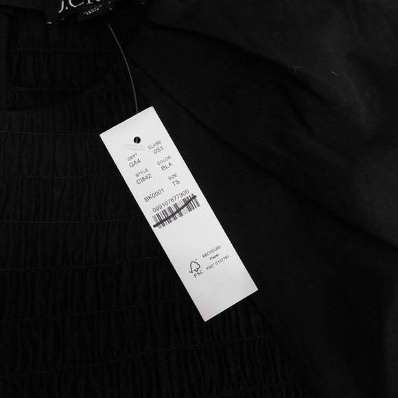 NWT!! J. CREW Meadow Dress Smocked Cotton Poplin Solid Black Midi Small Tall - Picture 13 of 15